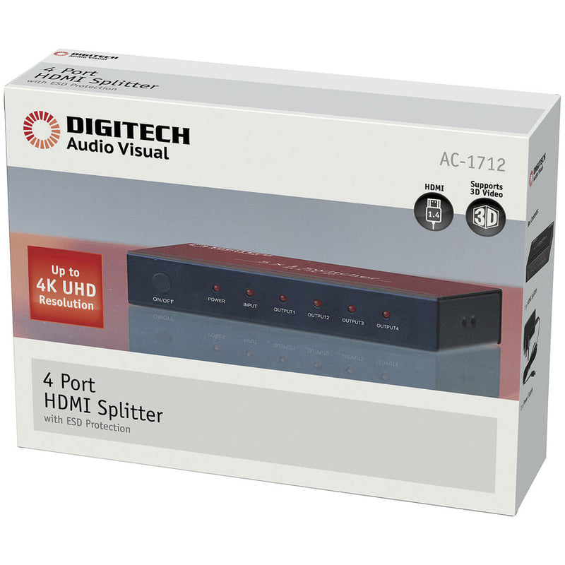 4 Way HDMI Splitter With 4K Support