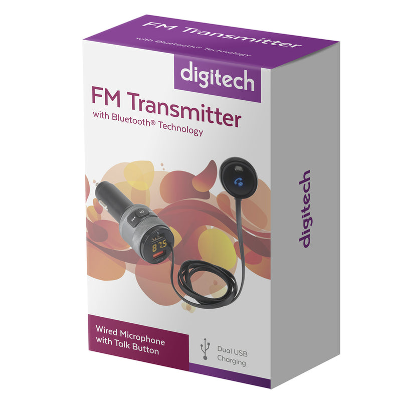 FM Transmitter with Bluetooth® Technology, USB & Mic Extension