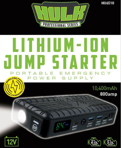 Hulk Lithium-Ion Jump Starter HU6510 - 10,400MAH - 800 AMP